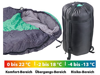 Outdoor Schlafsack: Semptec 3-Jahreszeiten-Mumienschlafsack, 400 g/m² Füllung, 230 x 85 x 70 cm