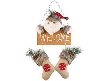 infactory Weihnachtsmann-Tür-Dekoration mit "Welcome"-Schriftzug, zum Aufhängen