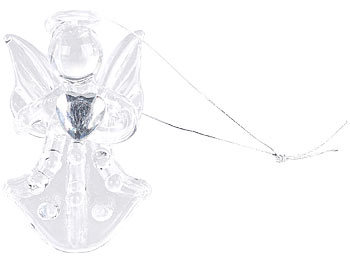 Britesta 6er-Set Glas-Anhänger Engel mit Herz, handgefertigt, je 46 x 28 mm