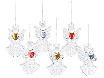Britesta 6er-Set Glas-Anhänger Engel mit Herz, handgefertigt, je 46 x 28 mm