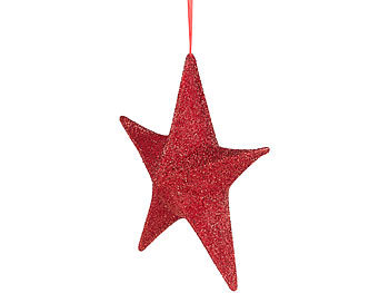 Dekohänger: Britesta Faltbarer XL-Weihnachtsstern zum Aufhängen, rot glitzernd, Ø 40 cm