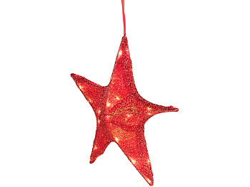 XXL Stern: Britesta Faltbarer XXL-Weihnachtsstern mit LED-Beleuchtung, glitterrot, Ø 65 cm