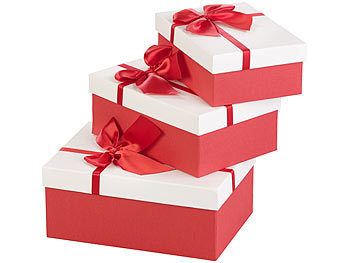 Geschenkbox: Your Design 3er-Set edle Geschenk-Boxen mit roter Schleife, 3 verschiedene Größen
