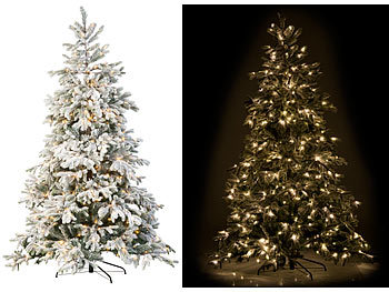 Elektrischer Tannenbaum: infactory Künstlicher Weihnachtsbaum, weiße Spitzen, 500 LEDs, 70 Äste, 225 cm