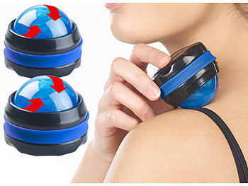 Massage Ball Roller: newgen medicals 2er-Set Massageroller für den ganzen Körper, mit 360°-Halterung, blau