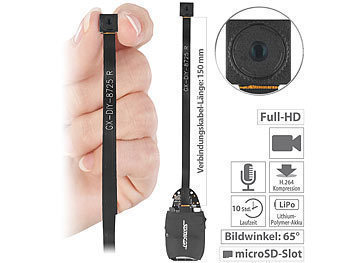 Knopfkamera mit Speicher: Somikon Mobile Full-HD-Knopf-Sicherheitskamera mit Akku, Mikrofon, H.264
