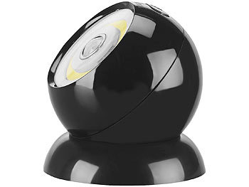 Lunartec 2er-Set ultrahelle COB-LED-Akku-Leuchten, PIR Sensor, 200 lm, schwarz