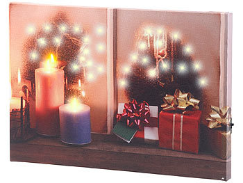 LED Bild Fenster: infactory Wandbild "Weihnachtliches Fenster" mit LED-Beleuchtung, 30 x 20 cm
