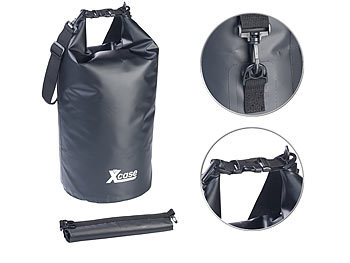 Regenfester Packsack: Xcase Wasserdichter Packsack, strapazierfähige Industrie-Plane, 20l, schwarz