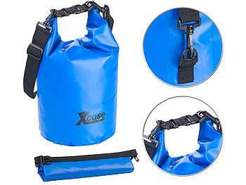 Wasserfester Packsack: Xcase Wasserdichter Packsack, strapazierfähige Industrie-Plane, 10 l, blau