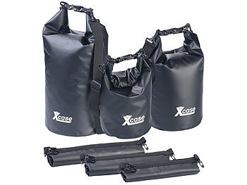 Wassersport-Beutel: Xcase 3er-Set Wasserdichte Packsäcke aus LKW-Plane, 5/10/20 Liter, schwarz