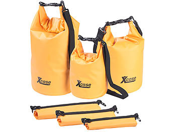 Wasserdichte Packtaschen: Xcase 3er-Set Wasserdichte Packsäcke aus Lkw-Plane, 5/10/20 Liter, orange