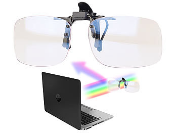 infactory Augenschonender Brillen-Clip, Blaulicht-Filter für Bildschirme, UV 400