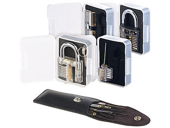 Picking Set: AGT Lockpicking-Set mit 17-teiliger Dietrich-Tasche und 4 Übungsschlössern