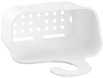 BadeStern Duschkorb mit Aufhänge-Haken und Ablaufgitter, erweiterbar, weiß