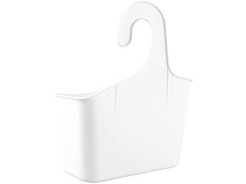 BadeStern Duschkorb mit Aufhänge-Haken und Ablaufgitter, erweiterbar, weiß