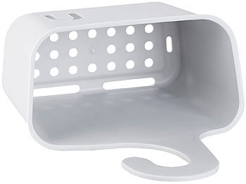 BadeStern 2er-Set Duschkörbe mit Aufhänge-Haken und Ablaufgitter, grau und weiß