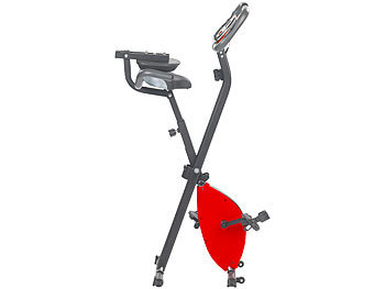 PEARL sports Klapp-Heimtrainer mit Rückenlehne, Tablet-Halter, 2,5 kg Schwungmasse