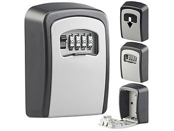 Schlüsseltresor mit Zahlencode: Xcase Mini-Schlüssel-Safe zur Wandmontage, 1-mm-Aluminium, Zahlenschloss
