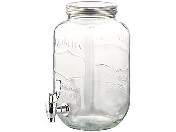 Wasserhahn Glaskaraffe transparent Glaskanne Einmachglas Hahn Ständer