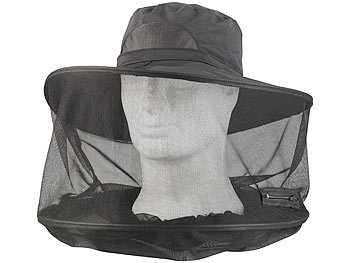 Semptec 3er-Set kompakt faltbare Hüte mit Moskitonetz, 300 Mesh, schwarz