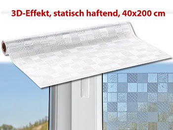 infactory 3D-Sichtschutz-Folie "Kachel", statisch haftend, 40x200 cm