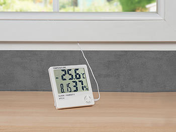 Anzeige LCD Alarm Luftfeuchte Außentemperatur Sensor Außensensor Uhr Zeitanzeige