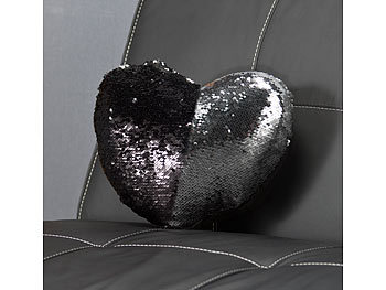 Kuschelkissen Paillettenstoff dekorativ Sessel Home Couch Herz Liebe