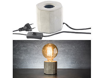 Betonlampe: Lunartec Dekorative Beton-Tischleuchte für E27-Lampen, bis 40 Watt, grau
