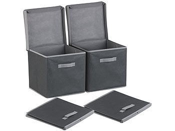 Aufbewahrung: PEARL 2er-Set Aufbewahrungsboxen mit Deckel, faltbar, 31x31x31 cm, schwarz