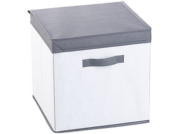 PEARL 2er-Set Aufbewahrungsboxen mit Deckel, faltbar, 31x31x31 cm, weiß