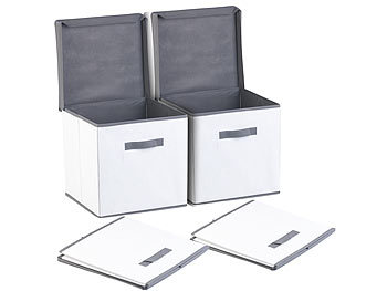 Aufbewahrung mit Deckel: PEARL 2er-Set Aufbewahrungsboxen mit Deckel, faltbar, 31x31x31 cm, weiß