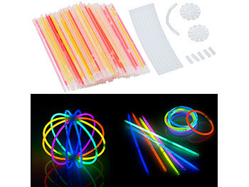 Leuchtstäbe: PEARL 100 Knicklichter in 6 Neon-Leuchtfarben, mit Steckverbindern, 20 cm