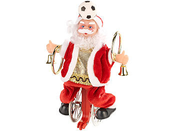 Singender Weihnachtsmann: infactory Weihnachtsmann auf Einrad, mit Fussball
