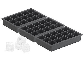 Silikonform Eiswürfel: PEARL Silikon-Eiswürfelform für 15 kleine Würfel 3x3x3cm, 3er-Set je 500ml