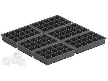 XXL-Eiswürfelformen: PEARL Silikon Eiswürfelform für 15 kleine Würfel 3x3x3cm, 6er Set je 500ml