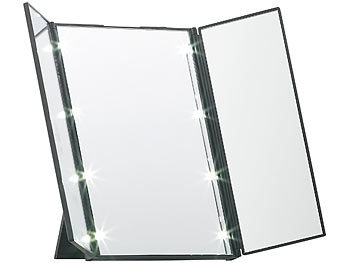 Spiegel: Sichler Beauty Klappbarer Schminkspiegel mit 8 LEDs und Ständer, batteriebetrieben