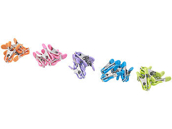 PEARL Soft-Grip-Wäscheklammern mit Doppel-Kleiderhaken, 100 Stück, 5 Farben