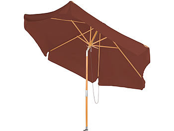 Gartenschirm: Royal Gardineer Neigbarer Sonnenschirm mit Holzgestell, UV-Schutz 50+, Ø 3 m, taupe