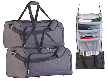 Xcase 2er-Set faltbare Reisetaschen mit Wäsche-Organizer zum Aufhängen