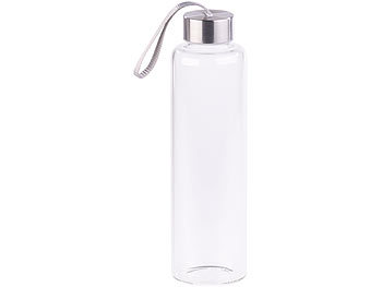 PEARL 2er-Set Trinkflaschen aus Borosilikat-Glas, 550 ml, spülmaschinenfest