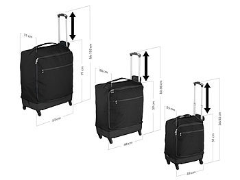 Koffer-Trolley-Set: Xcase 3 ultraleichte  4 Rollen Reise-Trolleys, 46, 57 und 78 Liter