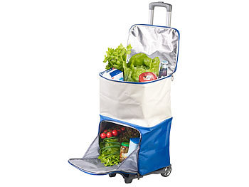 Einkaufstasche mit Rollen: Xcase 2in1-Einkaufs-Tasche-Trolley mit geteilten ISO-Kühltaschen, 45 Liter