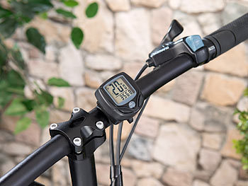 PEARL sports Digitaler 15in1-Fahrrad-Computer mit kabellosem Funk-Radsensor, LCD