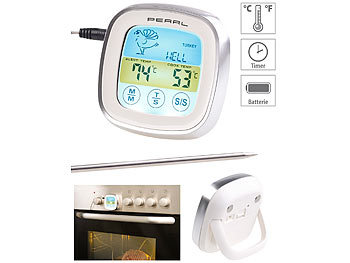 Backofenthermometer: Rosenstein & Söhne Digitales Braten- & Ofenthermometer, Touch-Display, Timer, bis +250 °C