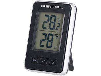 PEARL 2er Pack Digitales Thermometer/Hygrometer mit großem beleuchtetem LCD