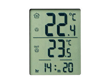 innen- und außen-Thermometer Digital mit Uhr