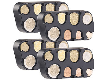 Münzhalter für Kleingeld, Münzgeld, Münzen Spardose klein-Geld: infactory 4er-Set Euro-Münzsammler mit Schnell-Fixierung