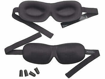 PEARL 4er-Set 3D-Schlafmasken mit Ohrstöpseln & Aufbewahrungstasche, schwarz