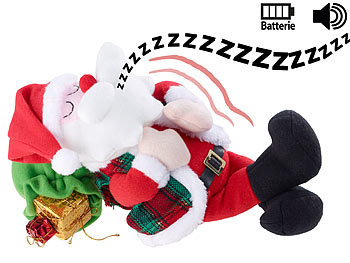 Weihnachtsmann als Spaß für groß und klein, Jung und Alt, Kind und Erwachsener Bett: infactory Schlafender Weihnachtsmann mit Atem-Bewegungen und Schnarch-Geräuschen